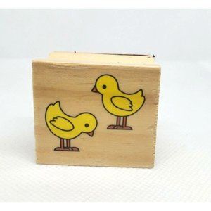 Yellow Ducklings Wooden Rubber Stamp Animal Fun Collectible Mint Condition Rare